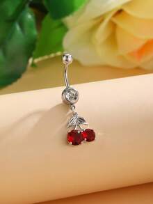 1 件可爱樱桃方晶锆石肚脐环，女士身体首饰 - 櫻桃 - 查看 14