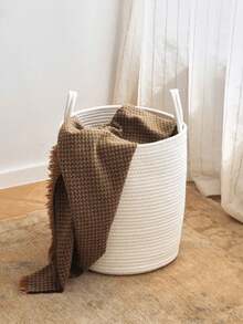 Multi-Size Round Cotton Rope Storage Basket - Winter Space-Saving Organizer | Foldable Bathroom & Home Bins For Bedroom