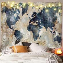 1 件涤纶世界地图挂毯壁挂，适合客厅、卧室的家居装饰艺术，复古航海指南针地球仪地理教育纺织海报，波西米亚风格世界美学氛围礼物 - 地圖5 - 查看 5