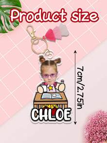 1pc Personalized Back To School Kid Gift, Custom Kid Face Keychain, Backpack Kid Name Tag, First Day Of School Gift For Kid, Kid's Lunch Box Tag - Multicolor - View 9