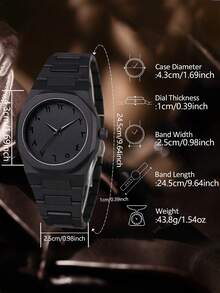 1 件男士时尚休闲个性化表盘石英表适合日常佩戴或节日礼物 - 均碼 - 查看 5