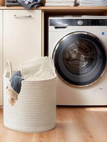 Multi-Size Round Cotton Rope Storage Basket - Winter Space-Saving Organizer | Foldable Bathroom & Home Bins For Bedroom