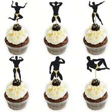 12/24 件钢管舞纸杯蛋糕装饰黑色闪光钢管舞纸杯蛋糕装饰单身派对新娘送礼会生日派对蛋糕装饰用品 - 黑色 - 查看 10
