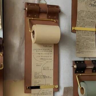 1 件复古壁挂式便签收纳盒，多功能剪贴板，含 1 卷木纹纸