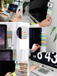 1 Pc/2 Pcs Message Board Sticky Note Board Computer Side Sticky Note Message Board Memo Office Desktop Screen Bezel Monitor Side Transparent Edge Clip - Multicolor - View 1