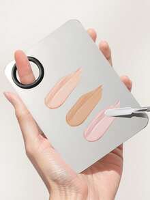 4-Piece Base Makeup Tool Set, Foundation Make-Up Mixing Palette, Color Mixing Stick, Flat Head Foundation Make-Up Brush, Powder Puff, Makeup Artifact, Makeup Accessories Set For Mixing And Preserving Cosmetics - Multicolor - View 2