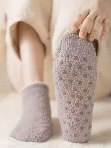 1/4 Pairs Of Solid Color Plush Socks, Thick Warm Soft Fluffy Socks, Suitable For Autumn And Winter, Women's Socks - Multicolor - View 4