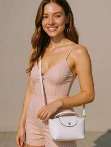 Mini Genuine Leather Bag Made In Italy, Small Handbag And Crossbody Bag, Casual Style For Women - White - View 2