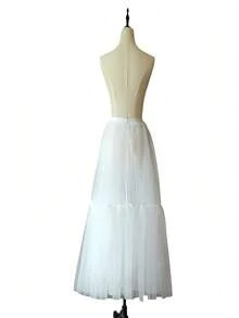 1 件女士洛丽塔蛋糕裙带衬裙，长款柔软薄纱高腰裙，女士秋季服装 - A - 查看 5