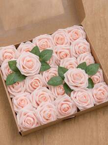 Artificial Flower Roses, 7/12/17/22/27pcs Real Touch Fake Foam Roses For Valentines Day DIY Bouquets Wedding Party Baby Shower Home Decorations - Pink - View 4
