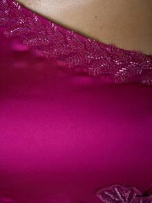 Elegante, Nova Chegada, Um Ombro, Elegante, Vestido de Baile, Floral 3D, Fenda Alta, Manga Babada, Cetim, Vestido Longo, PARA, Baile de Formatura, Casamento, Vestido de Festa, Vestido de Convidada de Casamento, Vestido de Noite