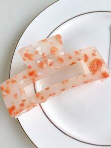 1pc Women's Marble Texture Square Hollow Colorful Hair Claw Clip, Daily Hairstyle Accessory Hair Accessories