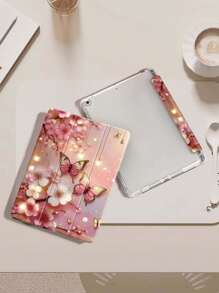 蝴蝶花纹iPad保护套，兼容iPad Air 4/5（10.9英寸）、iPad 7/8/9（10.2英寸），内置Apple Pencil笔槽，也适用于Tab S6（10.4英寸）、Tab A7 Lite（8.7英寸），皮革保护套，适合返校、情人节、新年礼物，卡通风格平板电脑保护套 - 彩色 - 查看 6