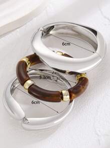 1/3 piezas Nuevo conjunto de pulseras de resina y metal asimétrico y colorido, uso versátil y casual, adecuado para mujeres en el día a día, fiestas, como regalo