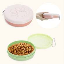 1pc Pet Travel Bowl, Portable Outdoor Pet Food Bowl, Pet Feeding Bowl, Multi-Functional Portable Snack Box, Essential For Cat/Dog Outdoor Travel, Small Size Pet Travel Bowl, Please Check Size Before Ordering