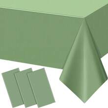 1pc/4pcs Lightweight Disposable Solid Color Tablecloth, Sage Green, Foldable, Easy To Clean, Suitable For Wedding, Birthday, Graduation Ceremony And Various Party Tabletop
