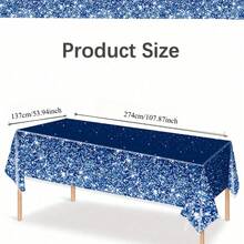 3 件/1 件 137*274 厘米/54*108 英寸一次性派对桌布，蓝色渐变闪光图案桌布，适用于格子主题派对和日常装饰 - 藍色 - 查看 3