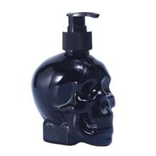 1 pieza Dispensador de jabón con forma de calavera creativa de Halloween, botella de plástico PET para rellenar champú, dispensador de gel de ducha, botella para rellenar detergente, dispensador de plástico con bomba, decoración para el baño del hogar, almacenamiento de líquidos, decoración del hogar creativa