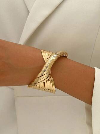 Minimalistisk bohemisk stil justerbar geometrisk linjedekor bred armring