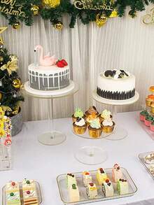 1/3/6 件亚克力蛋糕架，透明圆形纸杯蛋糕架，适用于甜点桌，甜点纸杯蛋糕糕点糖果展示架，适用于婚礼、活动、生日派对，蛋糕托，适用于纸杯蛋糕甜点蛋糕披萨 - 無色 - 查看 8