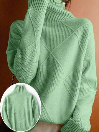 秋冬大码纯色高领长袖毛衣