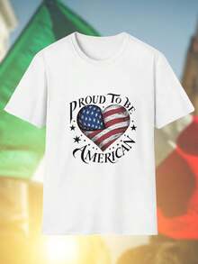 DTF T Shirt Uomo Proud To Be American Maglietta Patriottica Moda Casual Cotone Comfort Qualità Abbigliamento Stile USA Regalo Uomo Idea  Offerta Esclusiva