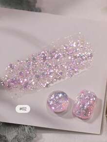 6件/套 2026新款 15毫升容量 情人节礼物 夏季梦幻婚礼蕾丝亮片超亮细闪糖果冰透明不对称闪片玻璃纸凝胶指甲油，季节性星光闪片持久亮泽美甲 - 彩色 - 查看 9