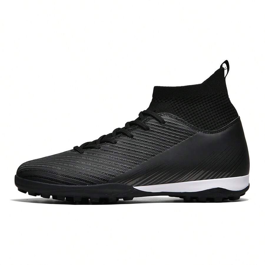 Zapatos de fútbol para hombres y mujeres, estudiantes y adultos, adecuados para césped artificial y natural, tacos largos AG, antideslizantes, tallas pequeñas y grandes, profesional, zapatos de fútbol de caña alta negros, juventud en stock, zapatos de partido - Negro - Ver 1