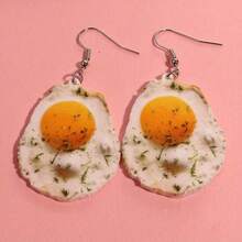 4 Pairs Of Acrylic Gourmet Pendant Earrings, Food-Themed Fried Eggs, Pizza, Toast, Bacon Designs, Cute And Unique Jewelry For Daily Wear, Party Accessories, The Perfect Gift For Food Lovers - 4 cặp - Xem 10