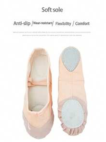 1 双舞蹈鞋、瑜伽鞋、男女通用芭蕾舞鞋、软底肉色芭蕾平底鞋