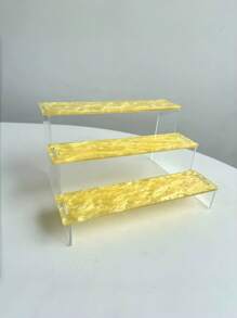 1pc Colorful Acrylic Ladder Display Rack, 3-Tier Shelf For Collectibles, Figurines, Toys, Collectibles, Comics, Nail Polish, Perfume, Cupcakes, Decorations And Storage Items