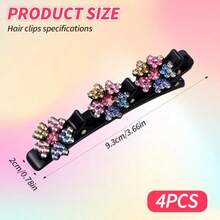 D4Pcs Braided Hair Clips Sparkling Crystal Stone Hair Clips Short Duckbill Clip Braid Tool For Women Ladies Girls Braided Styling Accories5001 - Có màu - Xem 2