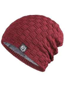 1PC针织帽女棉帽加绒加厚羊毛帽秋冬保暖护耳防寒帽柔软休闲温暖舒适适合滑雪跑步男女成人针织帽