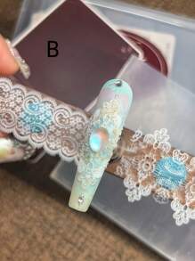 蕾丝硅胶美甲模具，法式蕾丝高透明度美甲模具