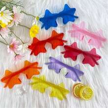 14副无框眼镜，星形无框眼镜，透明糖果色眼镜，男女皆宜，派对礼物，非常适合泳池派对、沙滩派对、夏季派对、生日派对、嘉年华、复活节、趣味活动或派对小礼品（颜色随机） - Style A - 查看 4