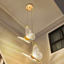 XINGOO 1 Light/2 Lights /3 Lights Butterfly Pendant Light, Modern Acrylic Lampshade, LED Gold Pendant Light, Suitable For Stairs, Kitchen, Dining Table, Bedside Table, Children's Room Decoration, Girls' Bedroom, 3000k Warm Light, 6000K White Light 110-230V - Butterfly - View 5