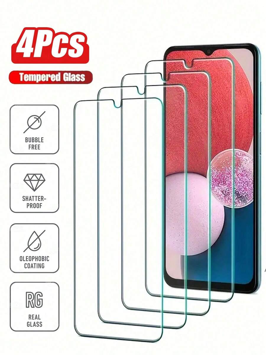 4片装高清钢化玻璃屏幕保护膜,耐用防水,兼容Galaxy S20FE/S21FE/S23FE/S24FE/A02/A02S/A03/A03S/A06/A12 4G/5G/A13 4G/5G/A14 5G/A15/A16/A21/A21S/A22/A23/A24/A25/A26/A30/A31/A32/A33/A34/A35/A36/A50/A51/A52/A53/A54/A55/A56/A70/A17/07/S21/S22/S23/S24/S25/S26 Ultra/S26/S26 Plus系列,安装简便。防刮擦、防碎裂、晶莹剔透。 - 無色 - 查看 1