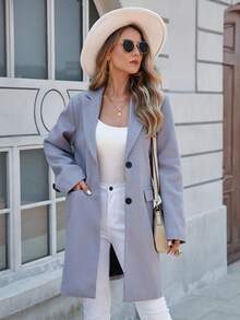 Damen Jacke mit einfarbigem Knopfkragen, geeignet für den täglichen Gebrauch, Urlaub, Reisen, Herbst/Winter, dick