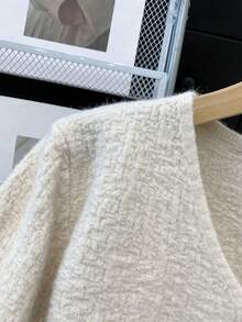 New Fashion V-Neck Sweater, Essential For Autumn/Winter. Diverse Styles Including Solid Color Long Sleeve Tie Design, School Uniform, Cute Style, And Streetwear. Suitable For Casual Minimalist, Office Wear, Retro Style, Daily Casual Outfits, Christmas And Thanksgiving Dresses, New Year's Eve And Other Occasions. - White - View 6