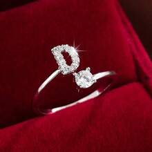 1pc Minimalist Cute Fashionable Niche Design 26 Letter Ring For Women, Suitable For Daily Wear On Finger - Silver - View 14