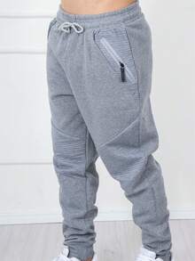 Men's Plus Size Fleece Sweatpants - 淺灰色 - 查看 1