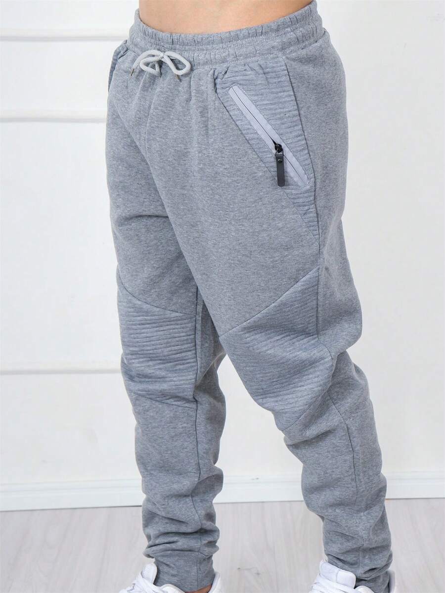 Men's Plus Size Fleece Sweatpants - 淺灰色 - 查看 1