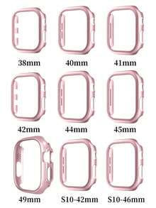 Bộ 2 dây đeo đồng hồ Apple và vỏ đồng hồ Apple, thời trang sáng tạo bằng thép không gỉ lưới thoáng khí thoải mái khóa từ dễ dàng điều chỉnh dây đeo đồng hồ Apple màu vàng hồng và vàng hồng (Không có miếng dán màn hình) Vỏ đồng hồ Apple, bảo vệ toàn diện chống trầy xước và va chạm cho đồng hồ Apple - Màu Hồng baby - Xem 12