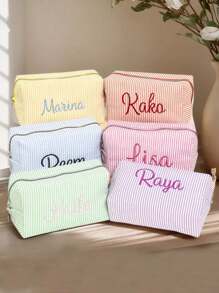 定制伴娘化妆包，女孩刺绣化妆包，大容量化妆包，伴娘婚礼礼物，化妆品收纳盒，印花化妆包，化妆包，伴娘化妆包，伴娘礼物，女士礼物，个性化定制文字，带名字的个性化化妆包 - 彩色 - 查看 5