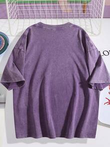 EWH Hip Hop High Street Day Comics Characters Creative Printed Summer Short Sleeve T-Shirt Men Men Oversize Couple DG004 - 紫羅蘭色 - 查看 2