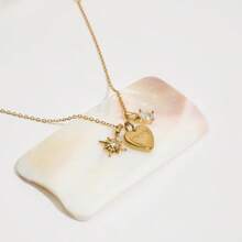 Heart Mom Pendant Necklace For Mother's Day Stainless Steel Delicate Jewelry Gift Zirconia Star Charm Necklace
