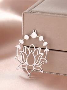 1 pieza Colgante de flor de loto, luna y enredadera de acero inoxidable creativo, accesorio de patrón botánico hecho a mano para collar, llavero, colgante de bolso