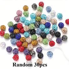 30/100 Stück Mehrfarbige Strass-Perlen, Glänzende Ton Weihnachts-Perlen-Armband, Baseball Halskette, Ohrringe, handgemachte und DIY glänzende runde Shamballa Discokugel-Perlen (Großpackung)