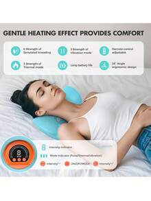 LIPETY Massager, Rechargeable Portable Neck Massager Pillow3-In-1 Neck & Back Massager With Remote Control - Heat/Vibration/Deep Tissue Modes, Portable For Car/Office/Home, USB-C Rechargeable - Green - View 9