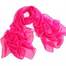 ™   Fashionable Soft Chiffon Scarfhalloween - Solid / Magenta - View 1